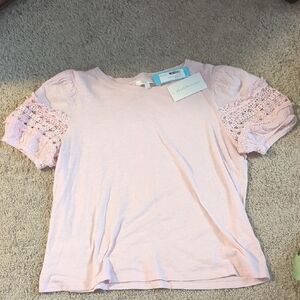 Design History (Brand) Short Sleeve Shirt With Lace Sleeves